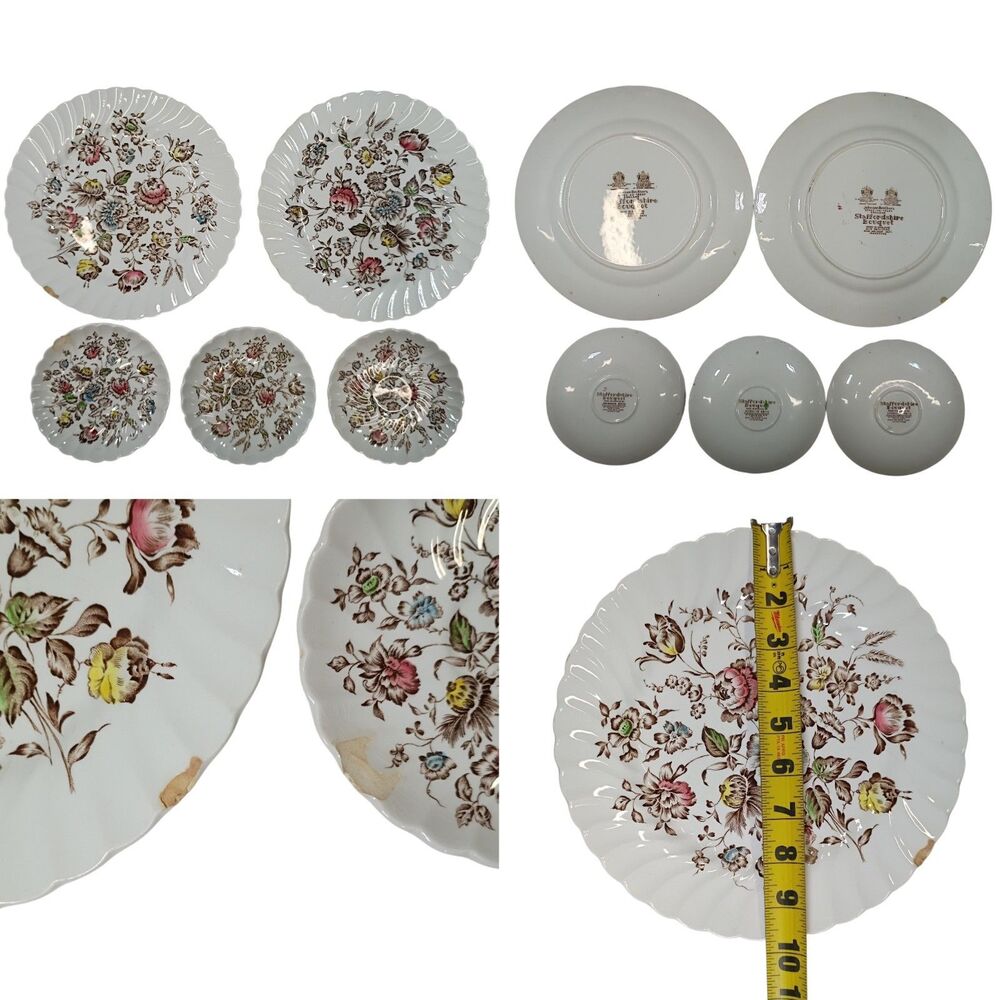 5 Piece Set Staffordshire Bouquet Johnson Brothers Set Vintage England Ironstone
